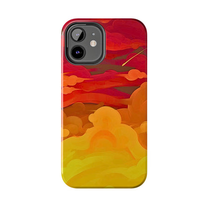 Funda resistente para teléfono con diseño de nubes rojas y naranjas | Estética