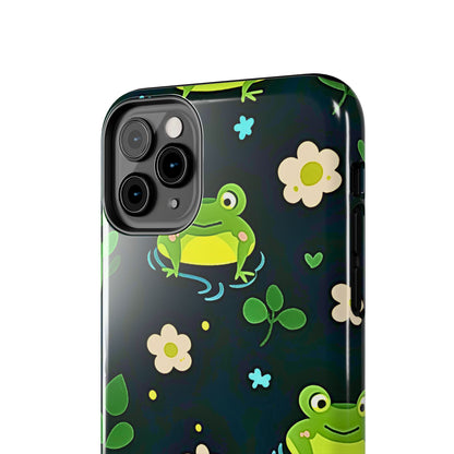 Kawaii Froggy Pattern Black Tough Phone Case | Animals