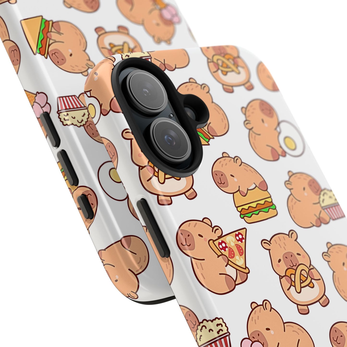 Cute Capybara Eating Pizza Ice Cream & Snacks Cartoon Food Tough Phone Case | Animals