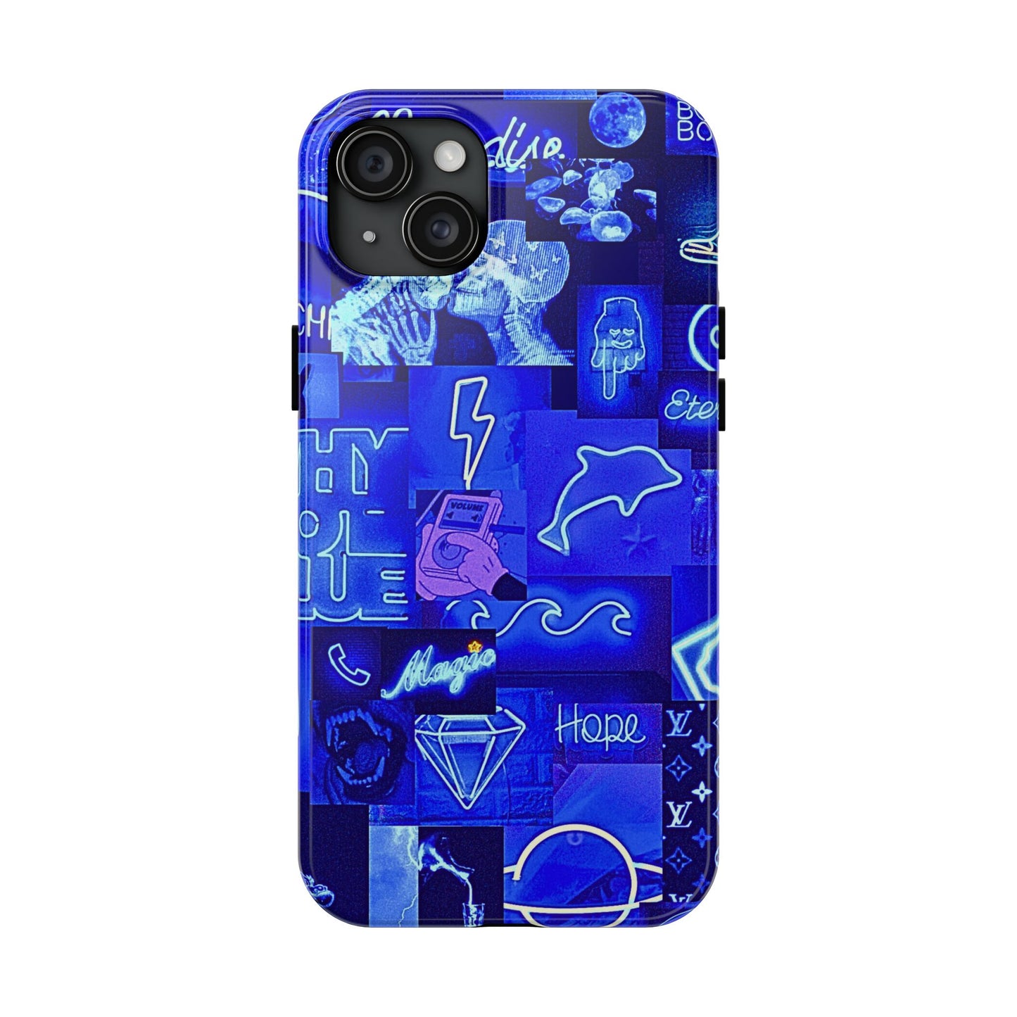 Blue Neon Style Tough Phone Case | Aesthetic