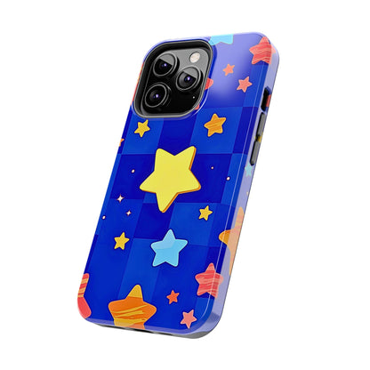 Funda resistente para teléfono con estampado de estrellas vibrantes y preppy | Estética