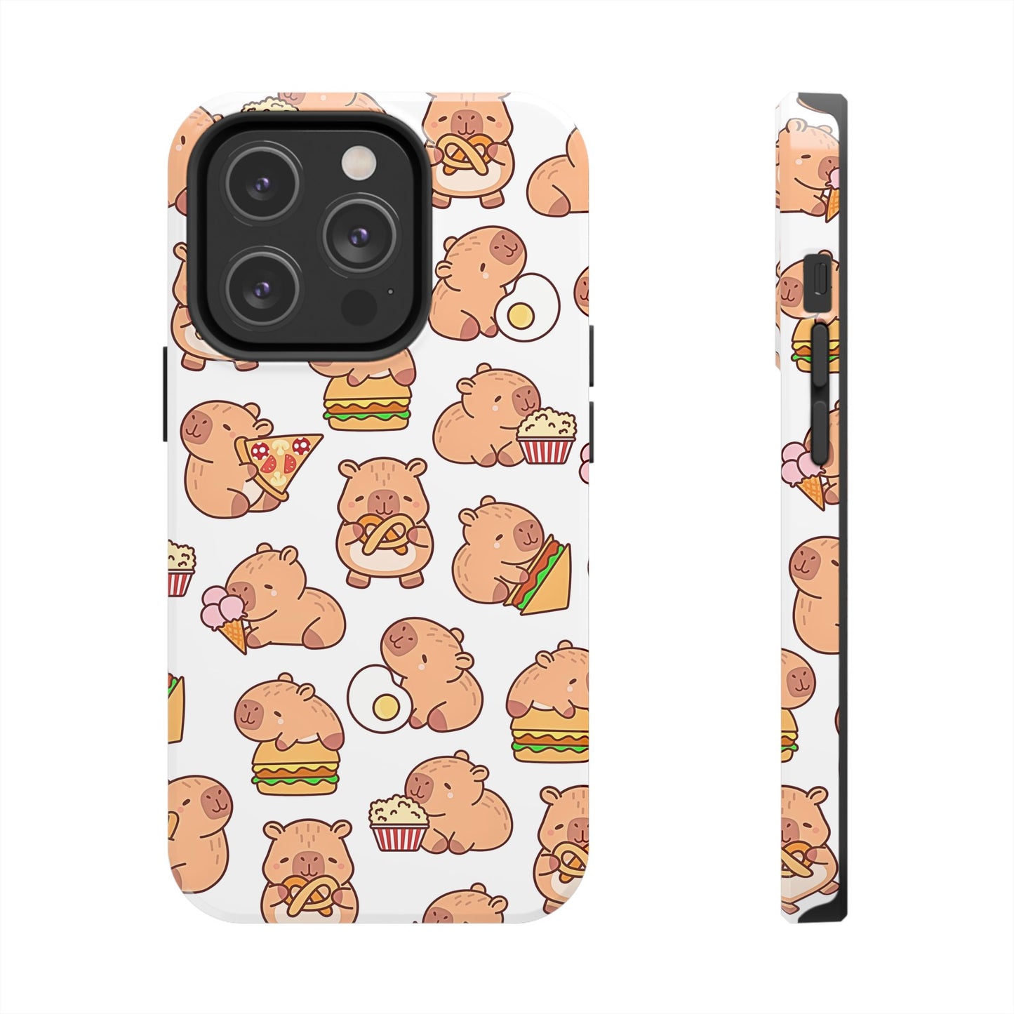 Cute Capybara Eating Pizza Ice Cream & Snacks Cartoon Food Tough Phone Case | Animals