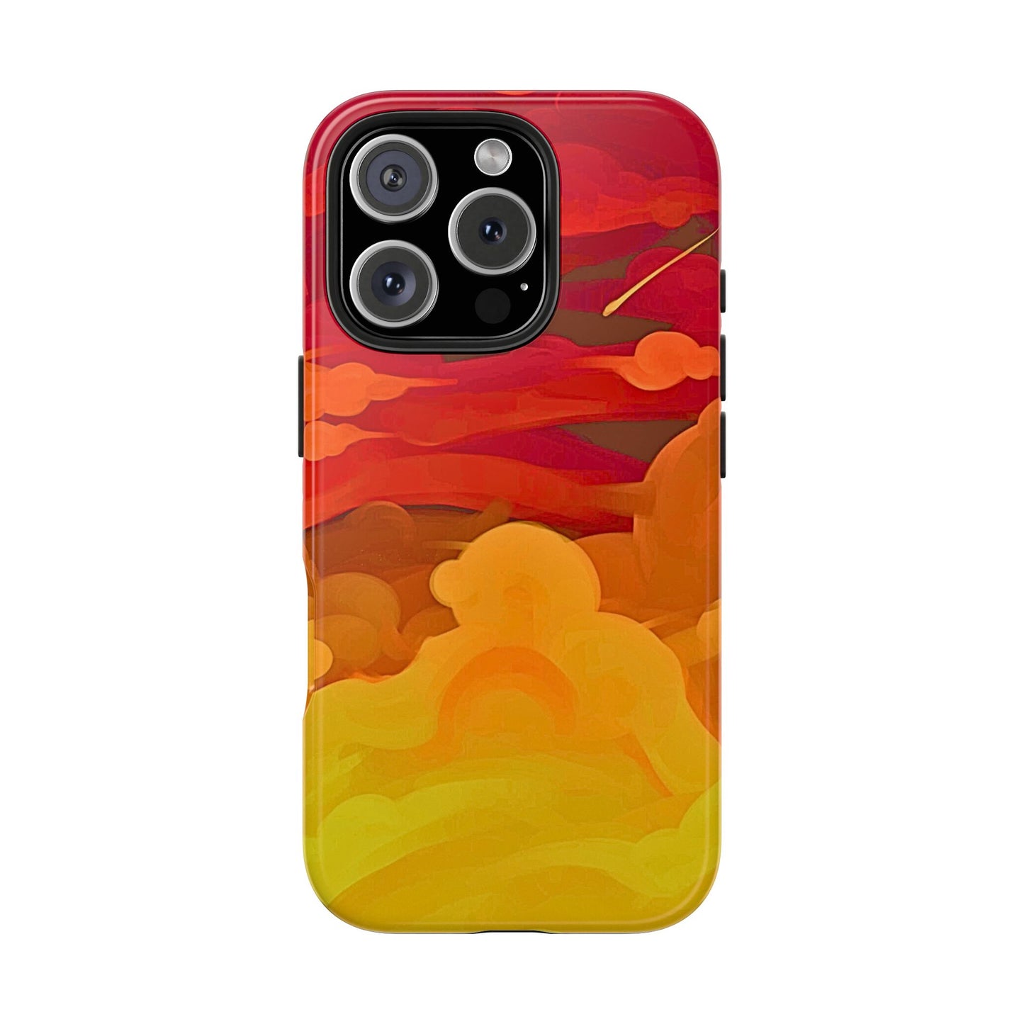 Funda resistente para teléfono con diseño de nubes rojas y naranjas | Estética