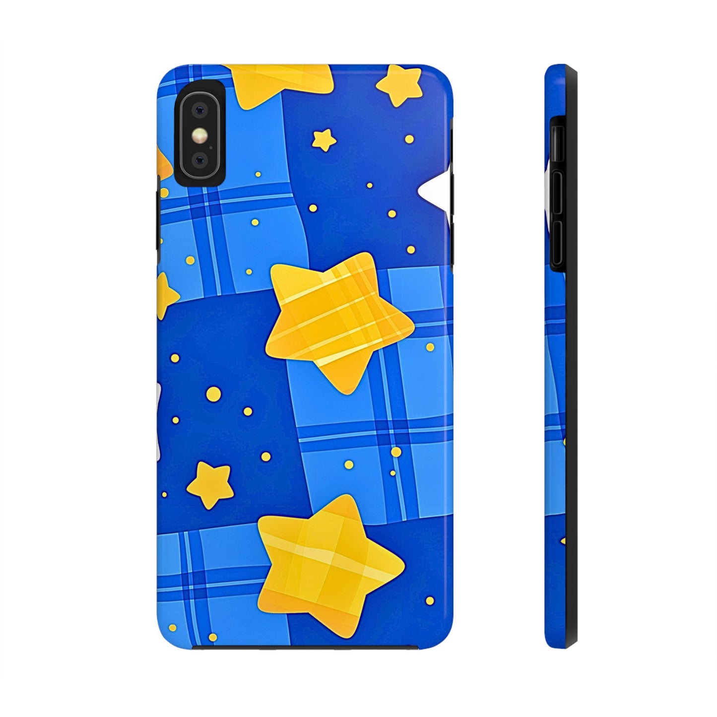 Funda resistente para teléfono con estampado de estrellas y cuadros preppy | Estética