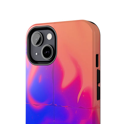 Funda resistente para teléfono con diseño de llamas, degradado abstracto y resplandor del atardecer | Estética