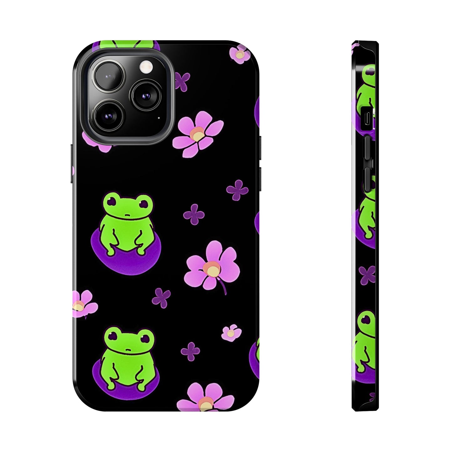 Cute Frog & Pink Flowers Pattern Style Tough Phone Case | Animals