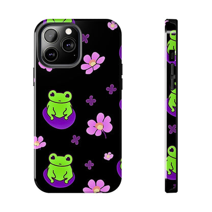 Cute Frog & Pink Flowers Pattern Style Tough Phone Case | Animals