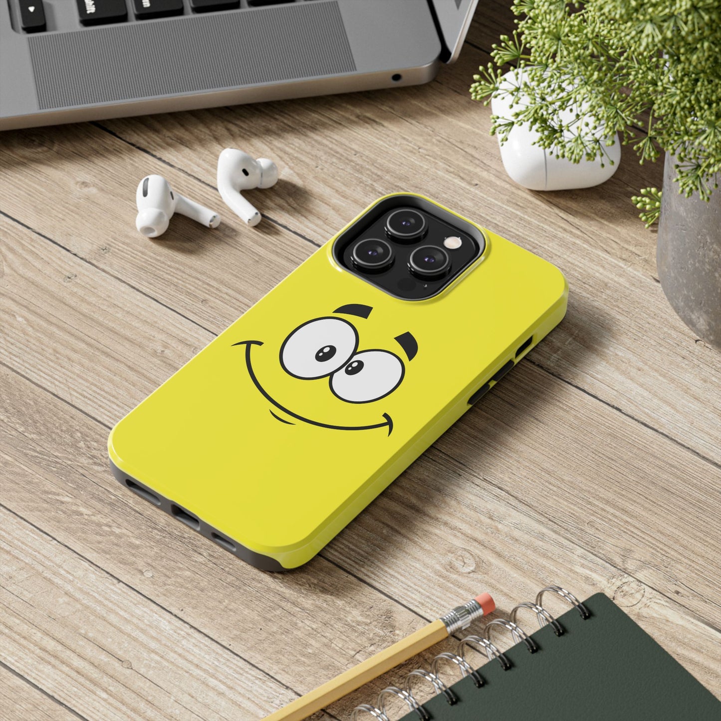 Smiley Happy Face Yellow Minimalist Cartoon Tough Phone Case | Funny