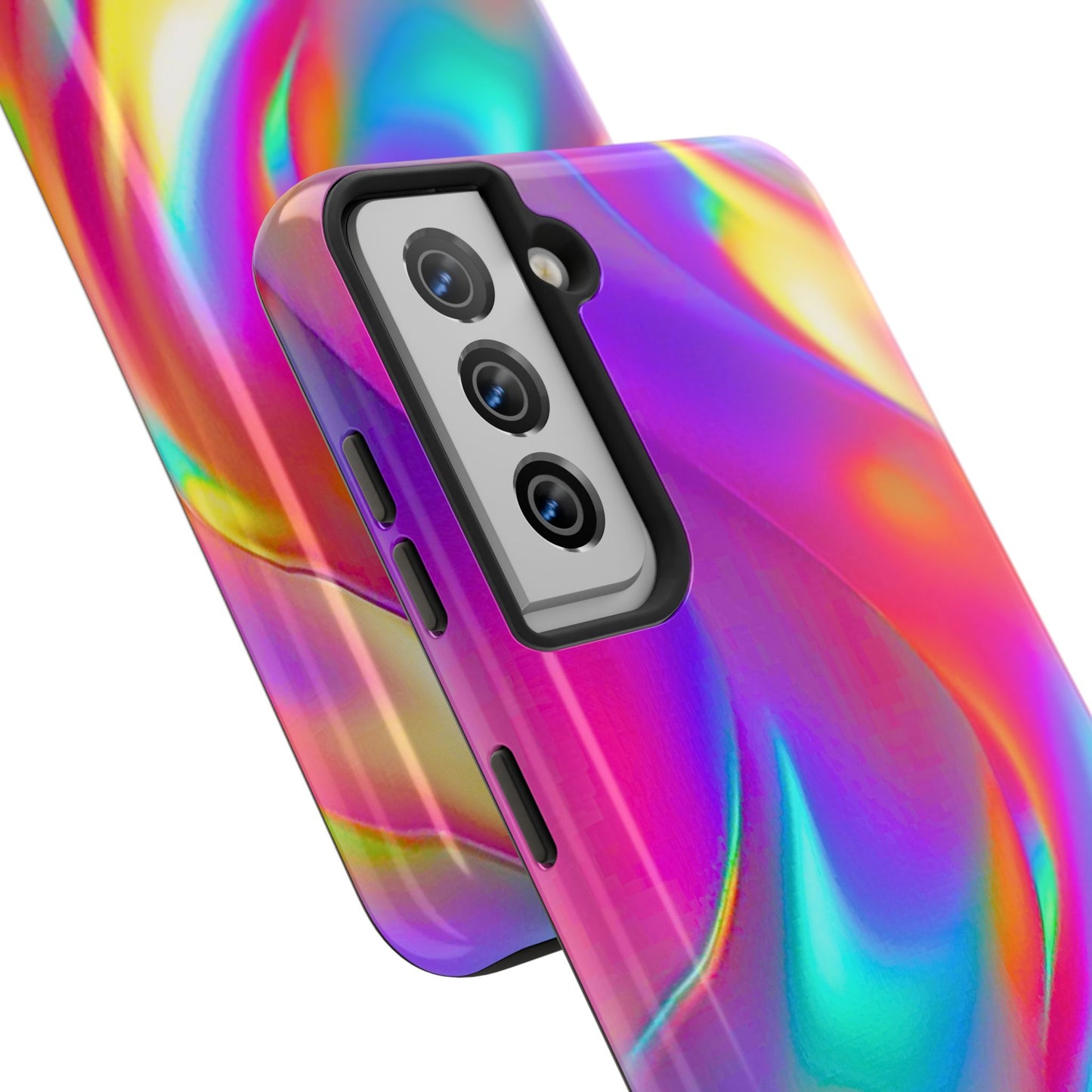 Funda resistente para teléfono con brillo metálico holográfico y estilo abstracto | Estética