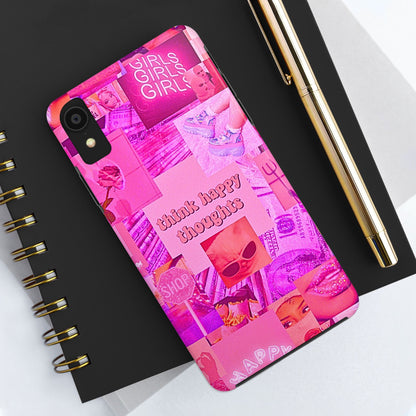 Think Happy Thoughts Pink Tough Phone Case | Aesthetic