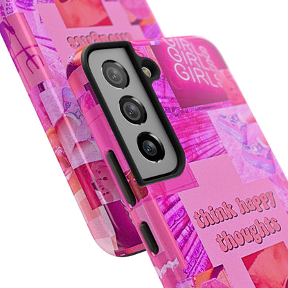 Think Happy Thoughts Pink Tough Phone Case | Aesthetic