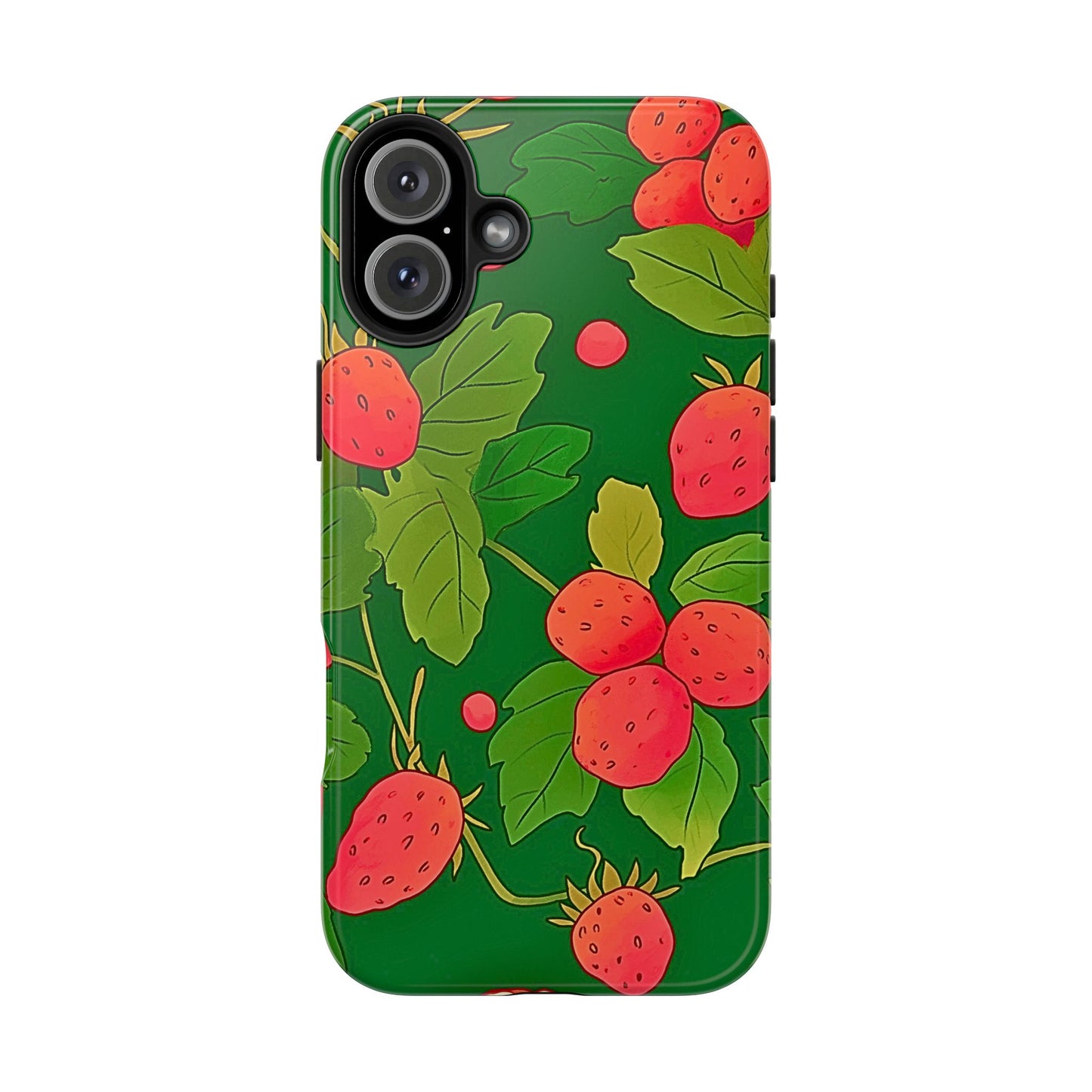 Dark Strawberry Pattern Preppy Tough Phone Case | Aesthetic