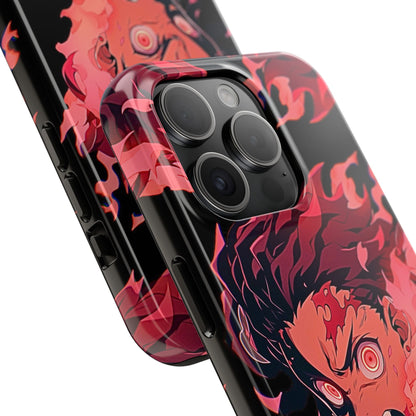 Tanjiro Kamado Flamed Style Black Tough Phone Case | Anime - Demon Slayer