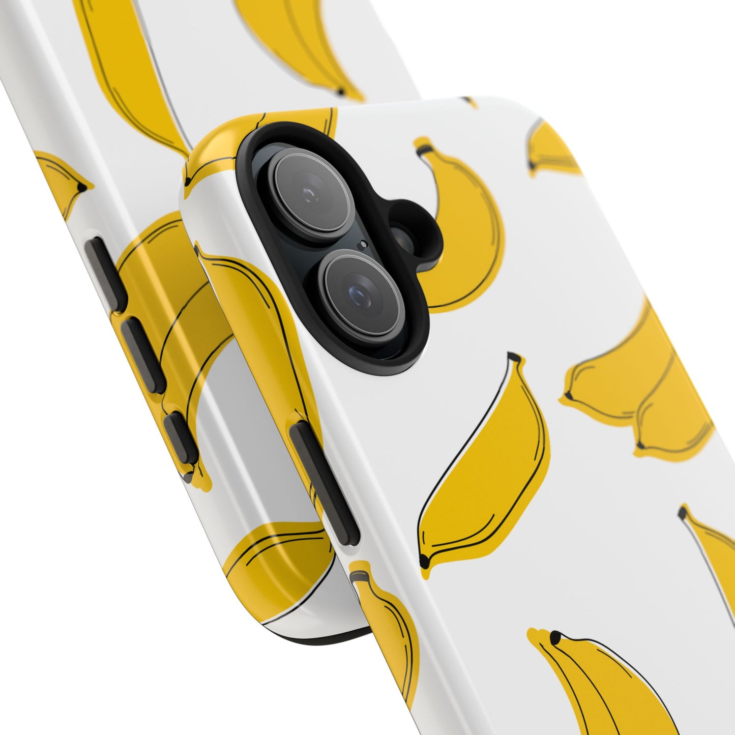 Bold Yellow Banana Pattern Minimal Line Art Tough Phone Case | Food
