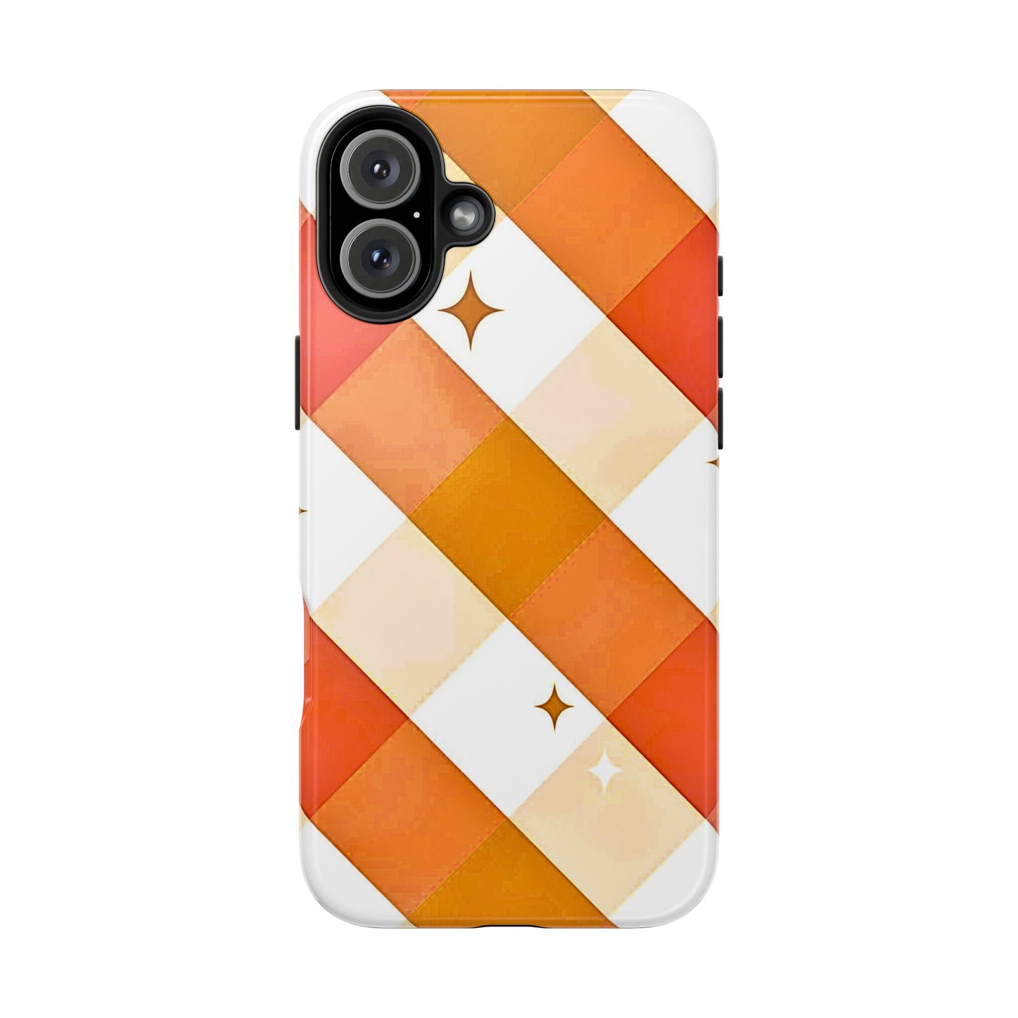 Pastel Orange & Pink Checkered Stars Tough Phone Case | Aesthetic