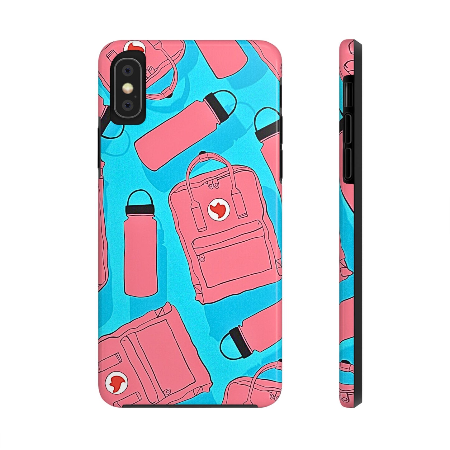 VSCO Kanken Backpack Water Bottle Pink & Blue Tough Phone Case | Aesthetic