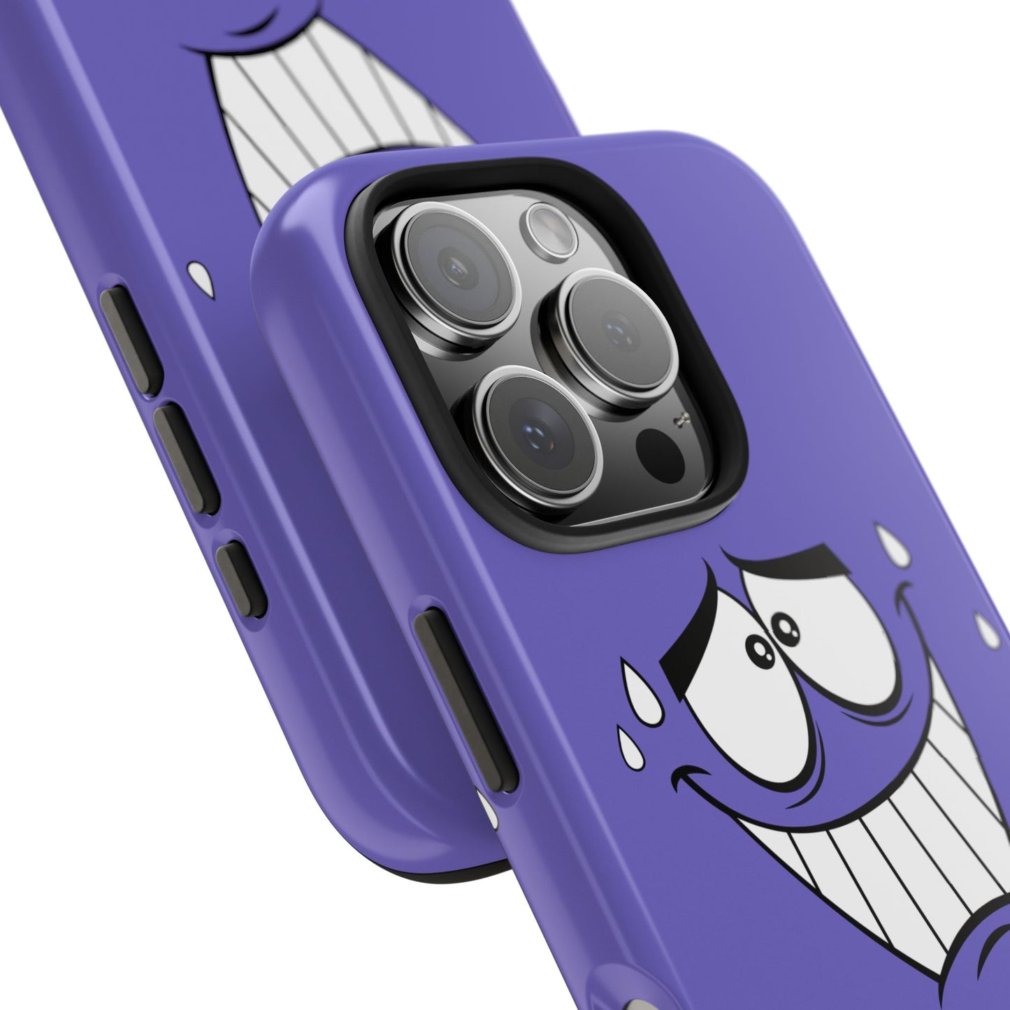 Awkward Nervous Cartoon Face Purple Background Tough Phone Case | Funny