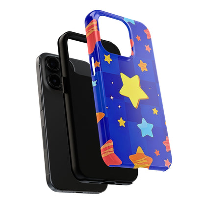 Funda resistente para teléfono con estampado de estrellas vibrantes y preppy | Estética