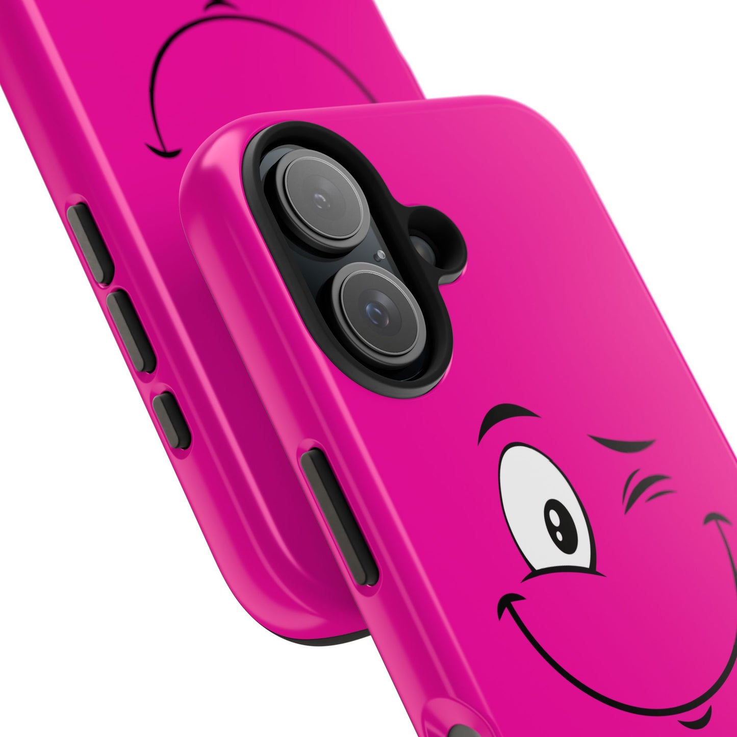 Winking Face Pink Background Cheeky Cartoon Style Tough Phone Case | Funny