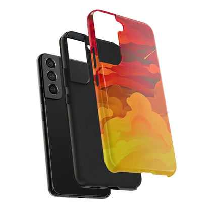 Funda resistente para teléfono con diseño de nubes rojas y naranjas | Estética