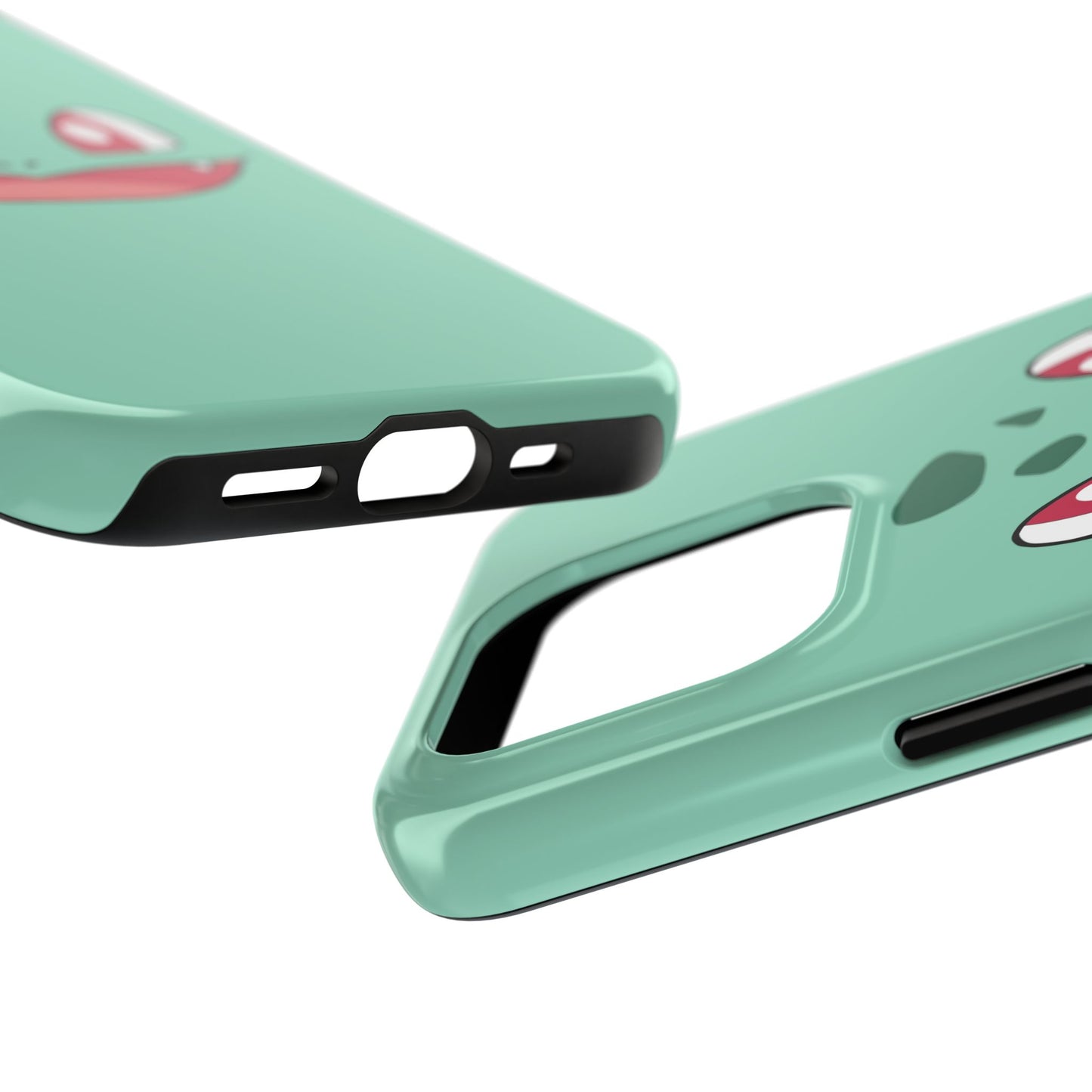 Green Leaf Dino Smile Red Eyes Cute Creature Tough Phone Case | Anime