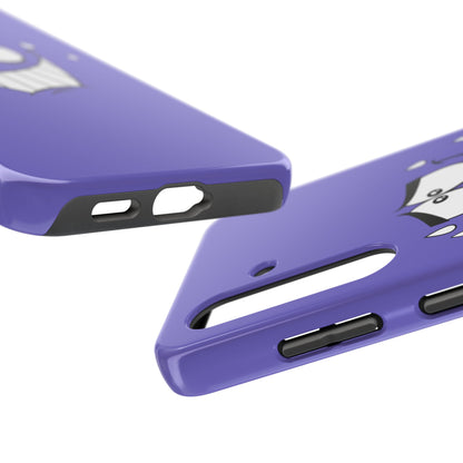 Awkward Nervous Cartoon Face Purple Background Tough Phone Case | Funny