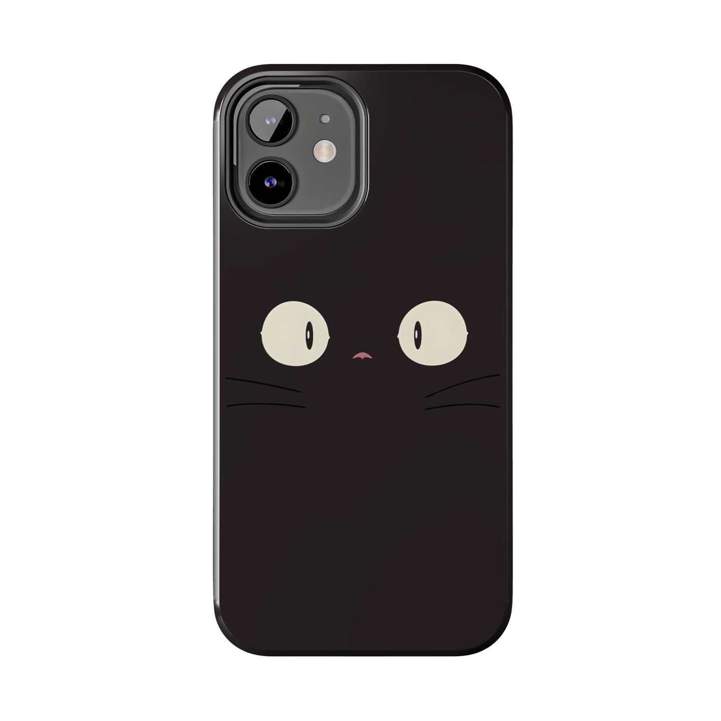 Adorable Black Cat Face and Eyes Minimal Tough Phone Case | Animals