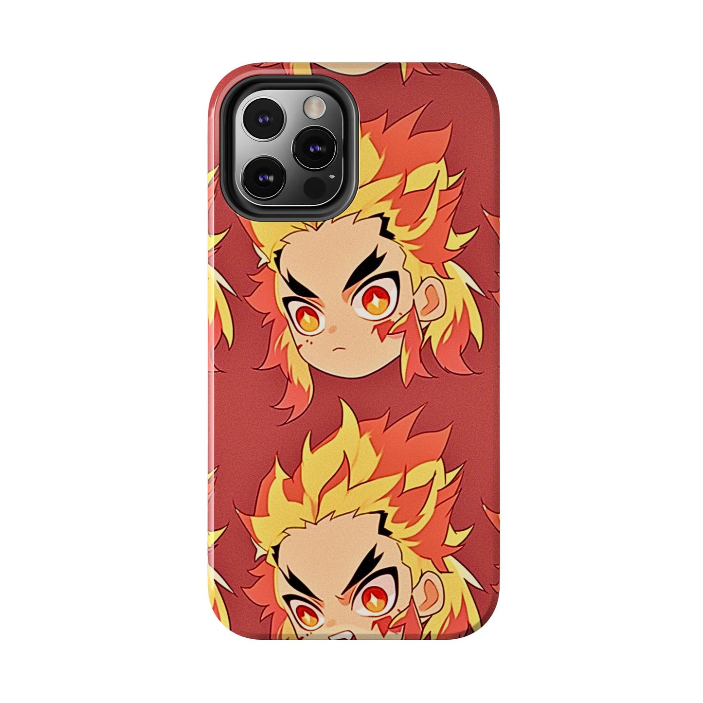 Rengoku Head Pattern Dark Orange Tough Phone Case | Anime - Demon Slayer