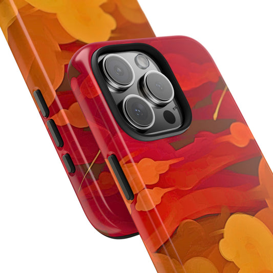 Funda resistente para teléfono con diseño de nubes rojas y naranjas | Estética