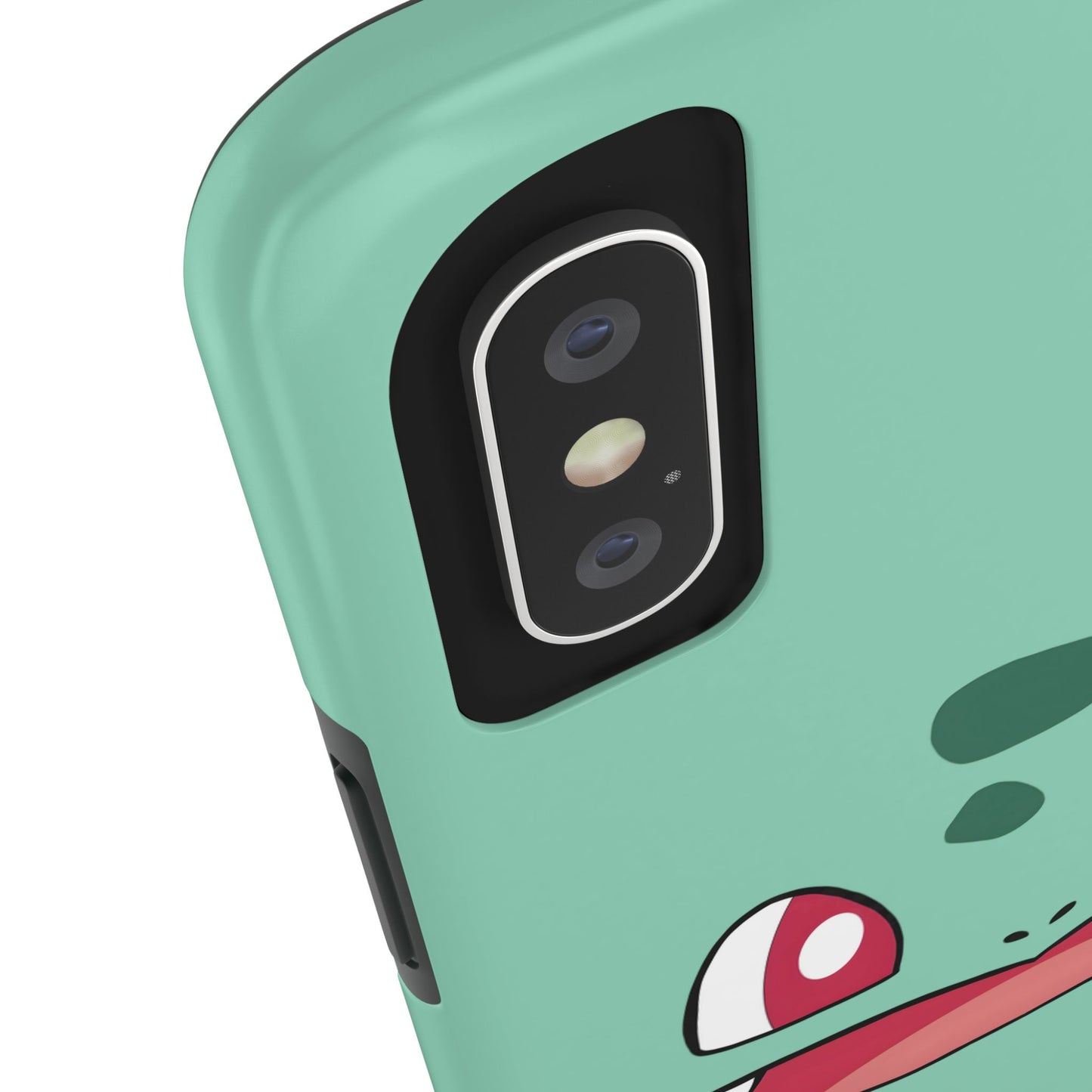 Green Leaf Dino Smile Red Eyes Cute Creature Tough Phone Case | Anime