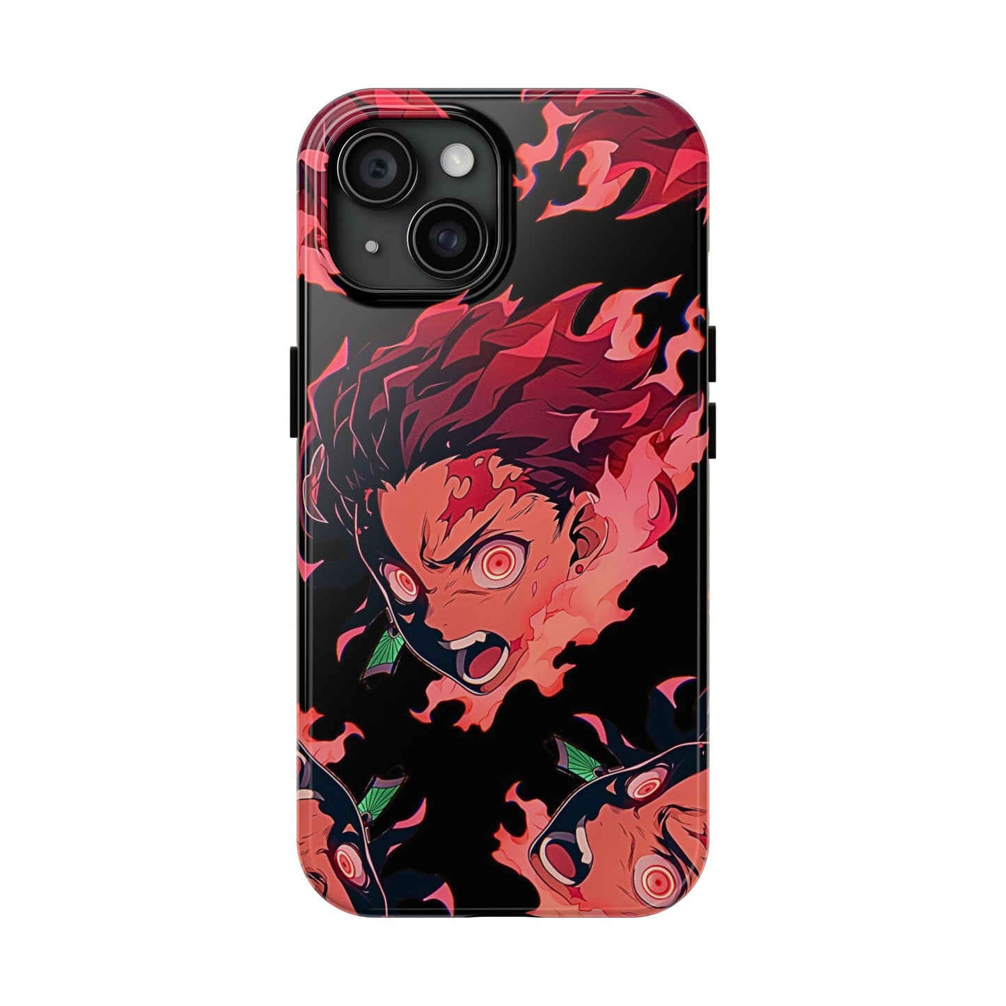Tanjiro Kamado Flamed Style Black Tough Phone Case | Anime - Demon Slayer