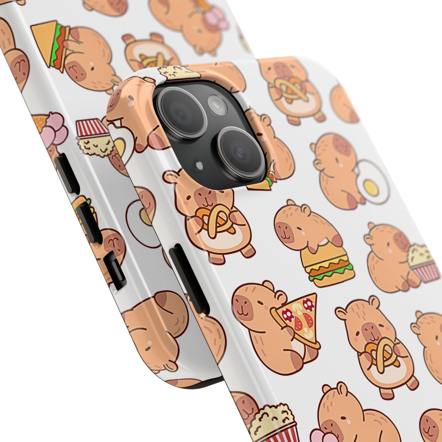 Cute Capybara Eating Pizza Ice Cream & Snacks Cartoon Food Tough Phone Case | Animals