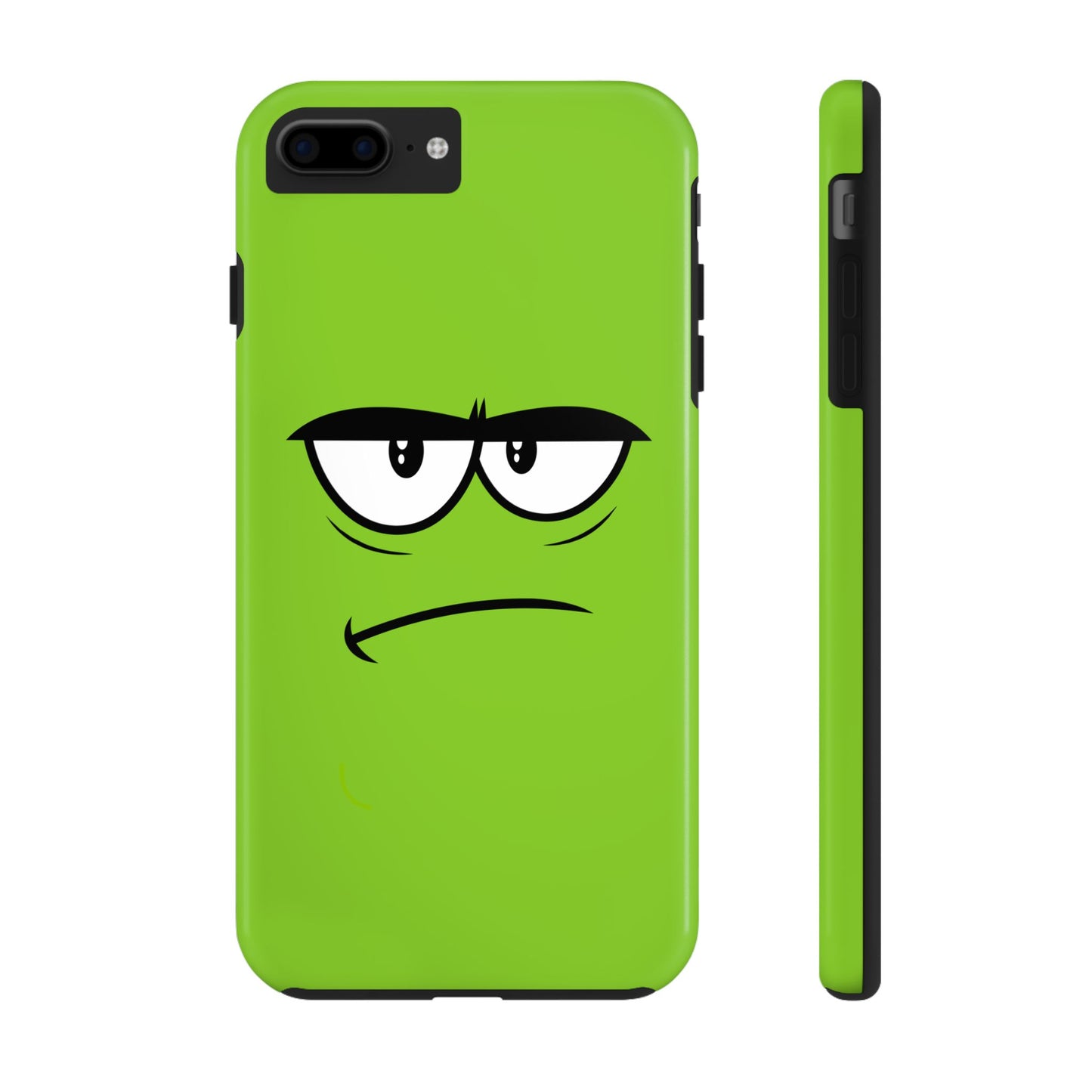 Grumpy Mood Face Green Background Funny Expression Tough Phone Case | Funny