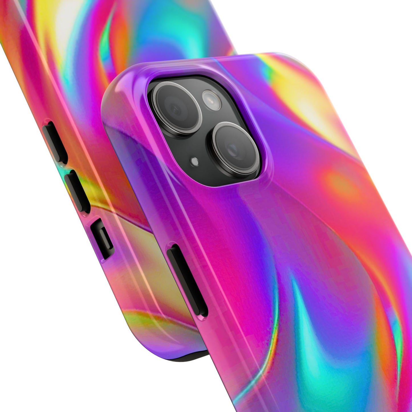 Funda resistente para teléfono con brillo metálico holográfico y estilo abstracto | Estética