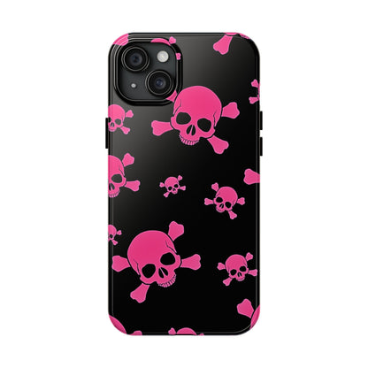 Funda resistente para teléfono estilo emo con calavera rosa | Estética