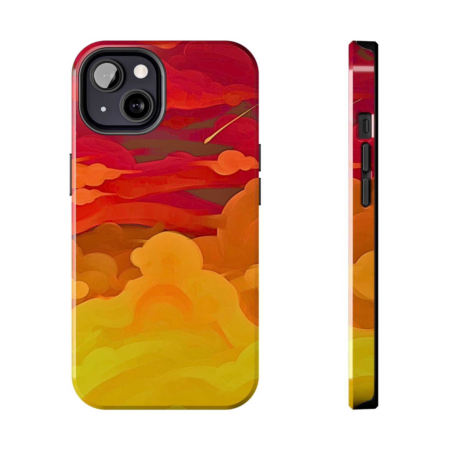 Funda resistente para teléfono con diseño de nubes rojas y naranjas | Estética