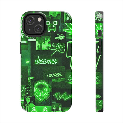 Green Neon Style Tough Phone Case | Aesthetic