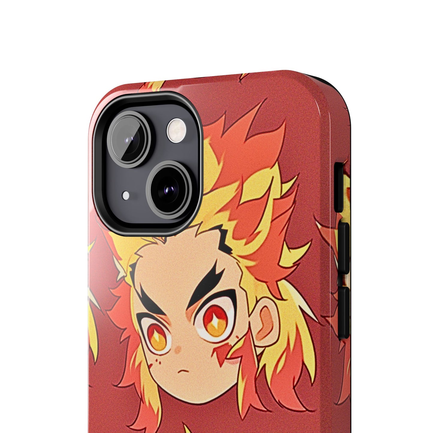 Rengoku Head Pattern Dark Orange Tough Phone Case | Anime - Demon Slayer