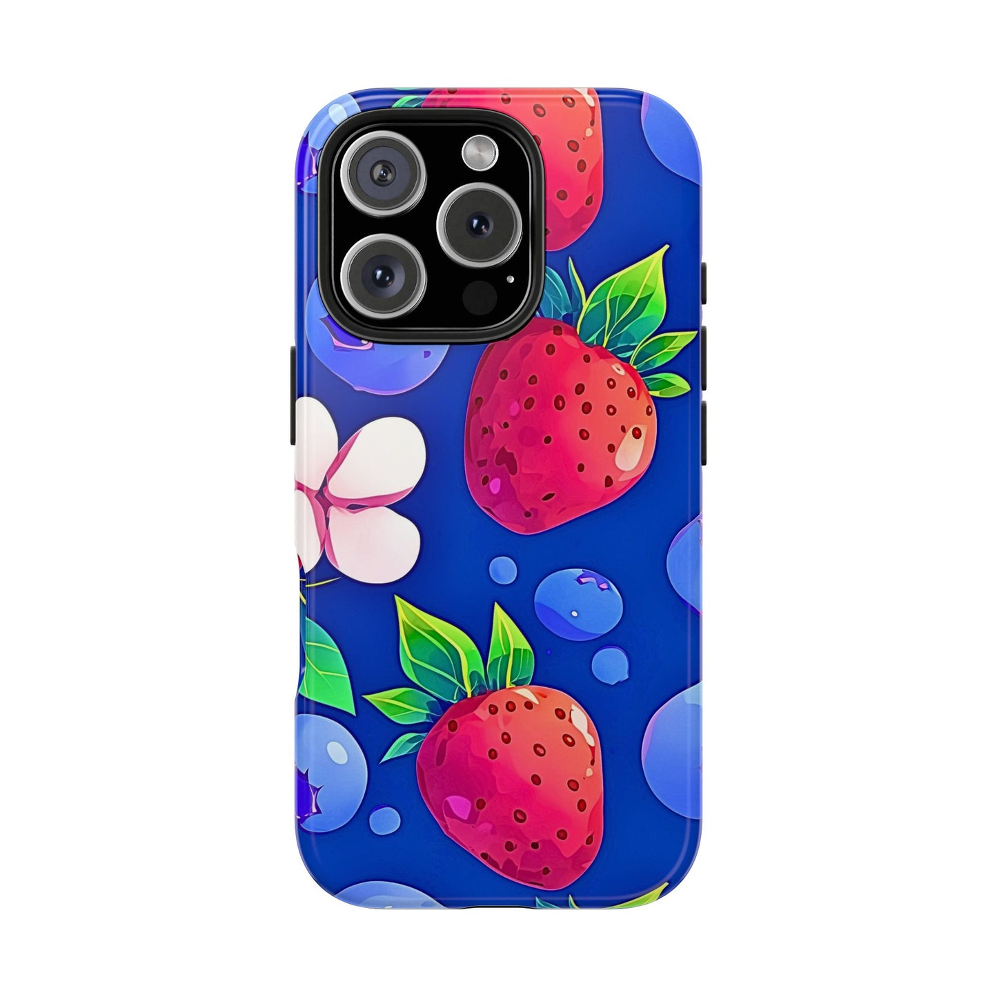 Cute Blueberry Strawberry Fruit Pattern Tough Phone Case | Aesthetic