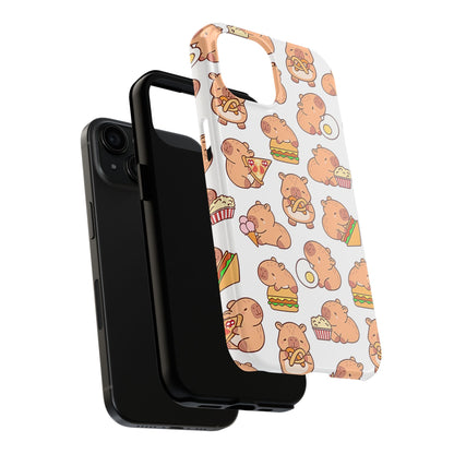 Cute Capybara Eating Pizza Ice Cream & Snacks Cartoon Food Tough Phone Case | Animals