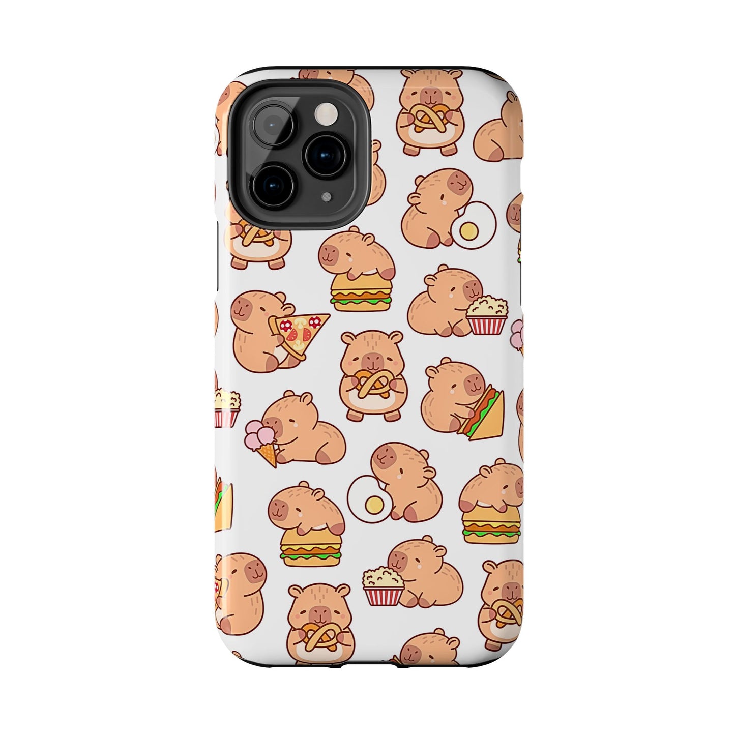 Cute Capybara Eating Pizza Ice Cream & Snacks Cartoon Food Tough Phone Case | Animals