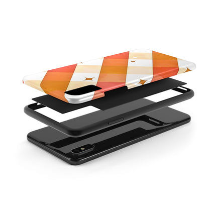 Pastel Orange & Pink Checkered Stars Tough Phone Case | Aesthetic