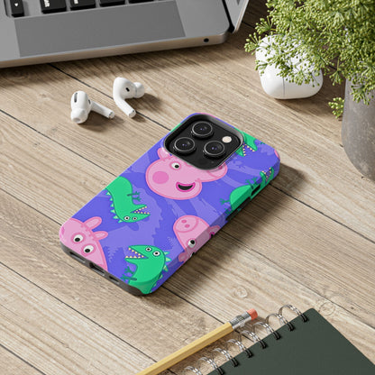 Peppa Pig & George Dinosaur Pattern Tough Phone Case | Cartoons - Peppa Pig