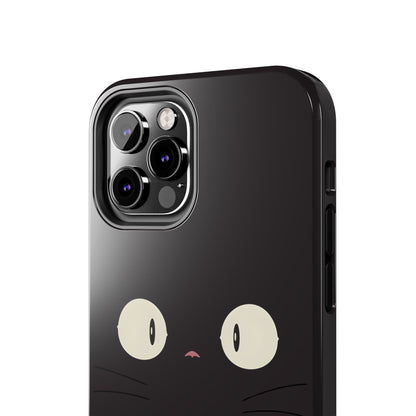 Adorable Black Cat Face and Eyes Minimal Tough Phone Case | Animals