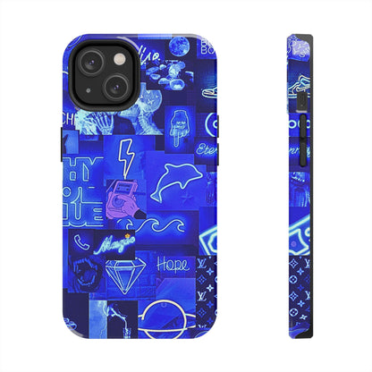Blue Neon Style Tough Phone Case | Aesthetic