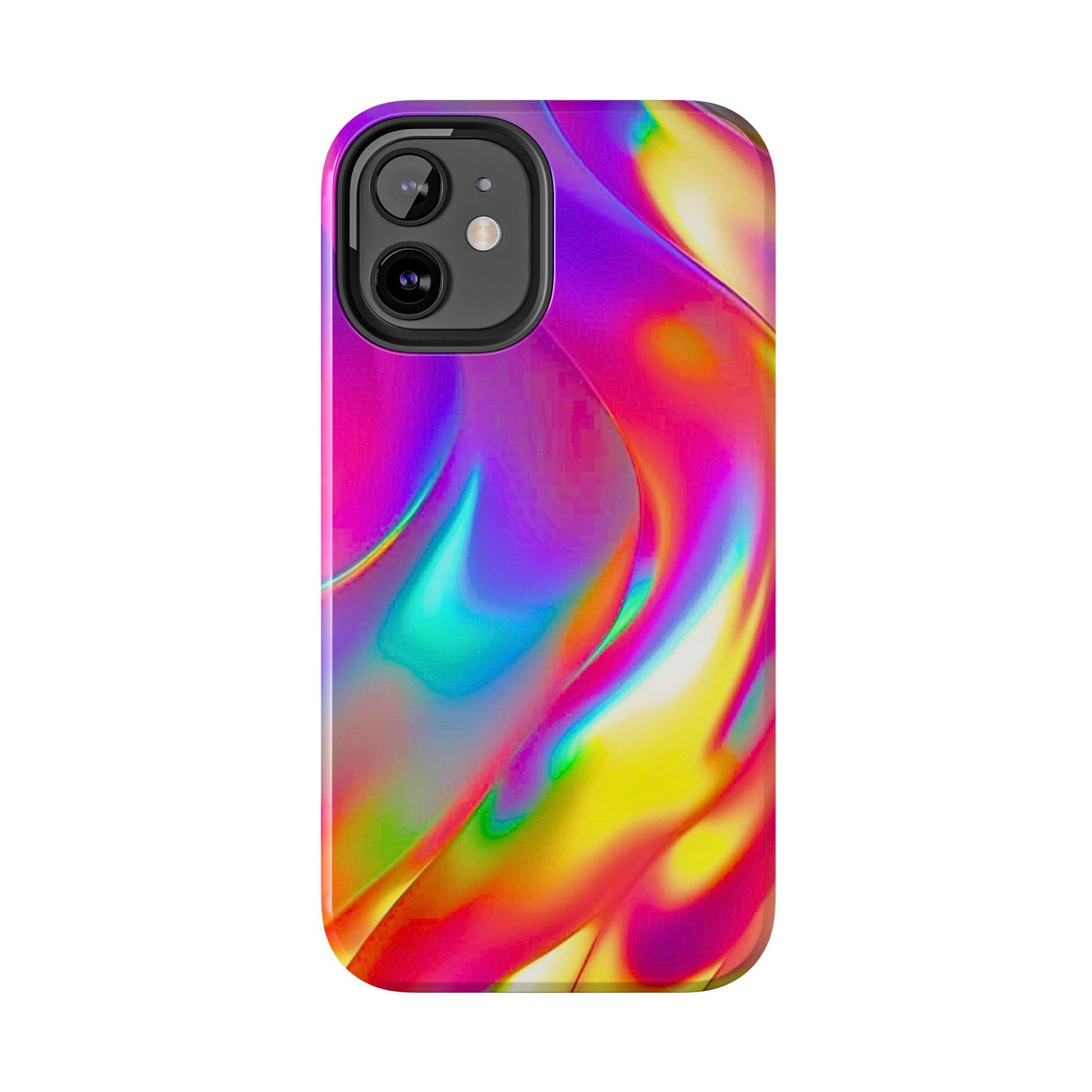 Funda resistente para teléfono con brillo metálico holográfico y estilo abstracto | Estética