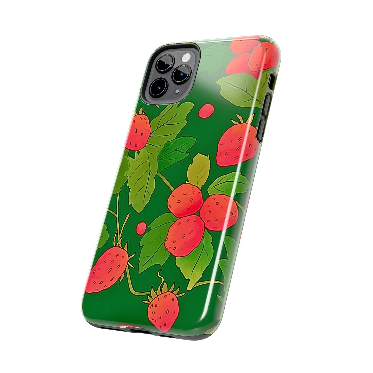 Dark Strawberry Pattern Preppy Tough Phone Case | Aesthetic