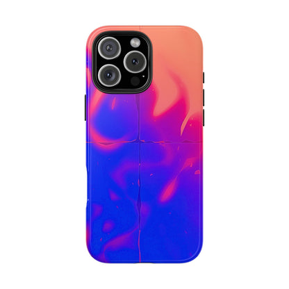 Funda resistente para teléfono con diseño de llamas, degradado abstracto y resplandor del atardecer | Estética