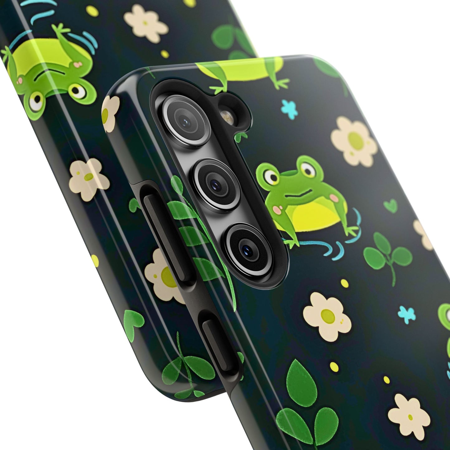 Kawaii Froggy Pattern Black Tough Phone Case | Animals