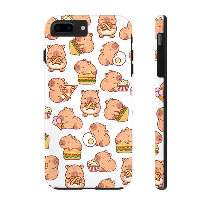 Cute Capybara Eating Pizza Ice Cream & Snacks Cartoon Food Tough Phone Case | Animals